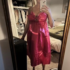 Satin Pink Bow Dress